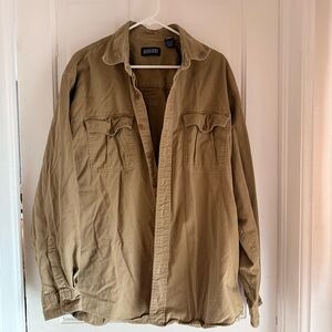 Lands’ End Men's Khaki heavy cotton Overshirt Jacket size xl